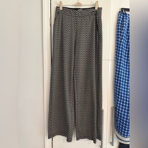 Max Studio London Black & Cream Geometric Wide Leg Pants – Size S